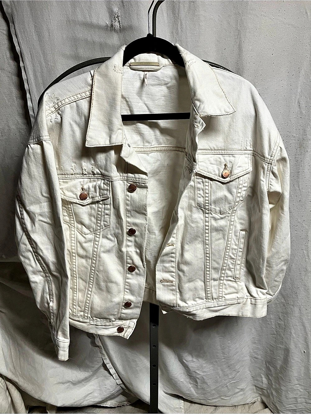 Free People White Denim Jacket Size XS